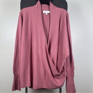 Encore Women’s Pink Draped Long Sleeve Top Size XL